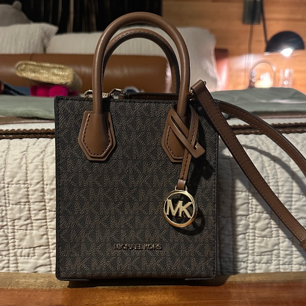 Michael Kors Dark Brown Mini Tote Crossbody Bag